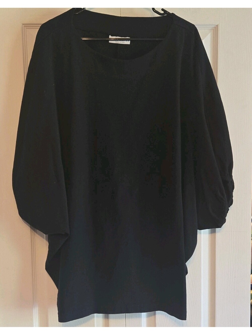 bryn WALKER Black Cotton Knit poncho black sz M boho casual tunic oversized